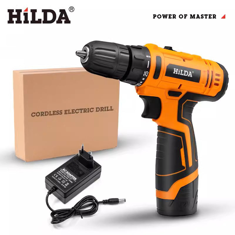 HILDA 12V 16.8V 21V Cordless Drill Electric Screwdriver Mini Wireless Power Driver DC Lithium-Ion Battery Power Tools