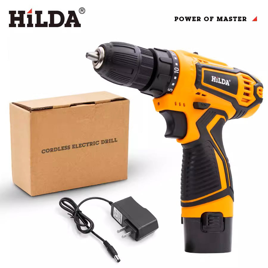 HILDA 12V 16.8V 21V Cordless Drill Electric Screwdriver Mini Wireless Power Driver DC Lithium-Ion Battery Power Tools