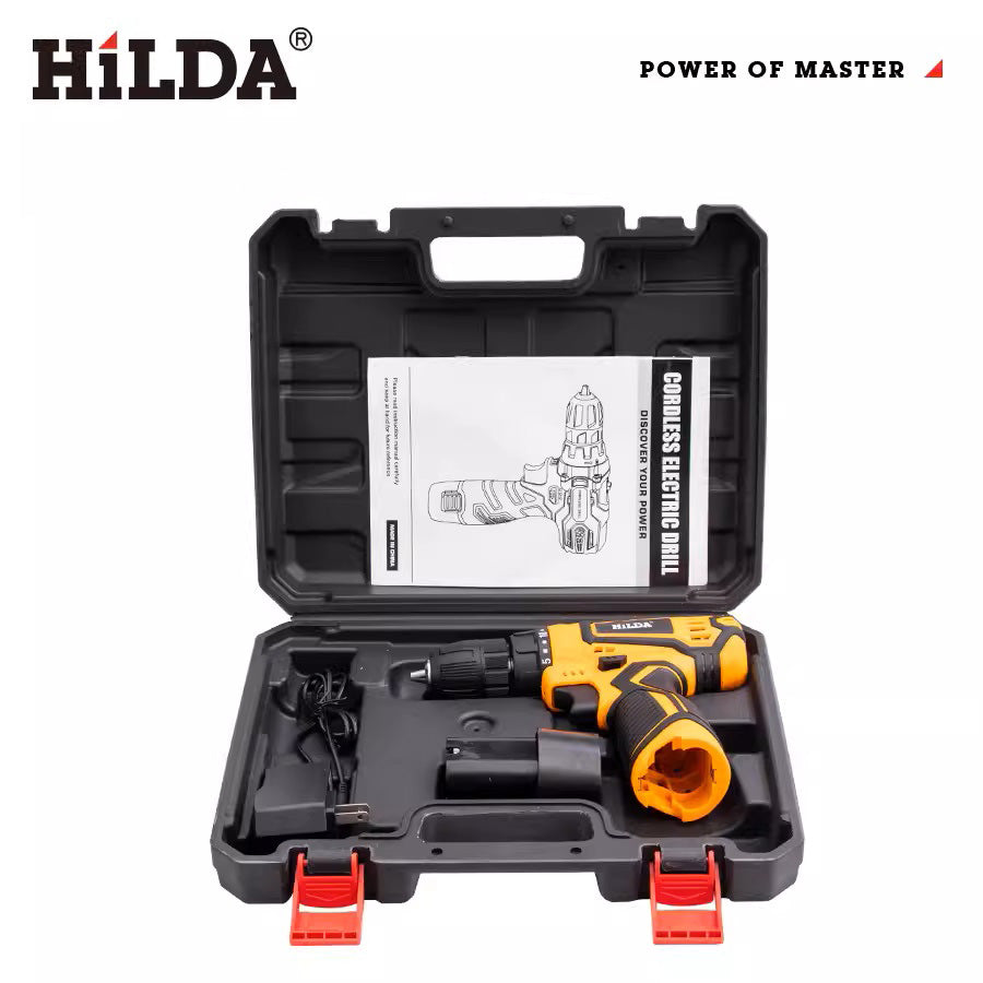 HILDA 12V 16.8V 21V Cordless Drill Electric Screwdriver Mini Wireless Power Driver DC Lithium-Ion Battery Power Tools