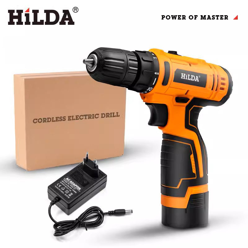 HILDA 12V 16.8V 21V Cordless Drill Electric Screwdriver Mini Wireless Power Driver DC Lithium-Ion Battery Power Tools