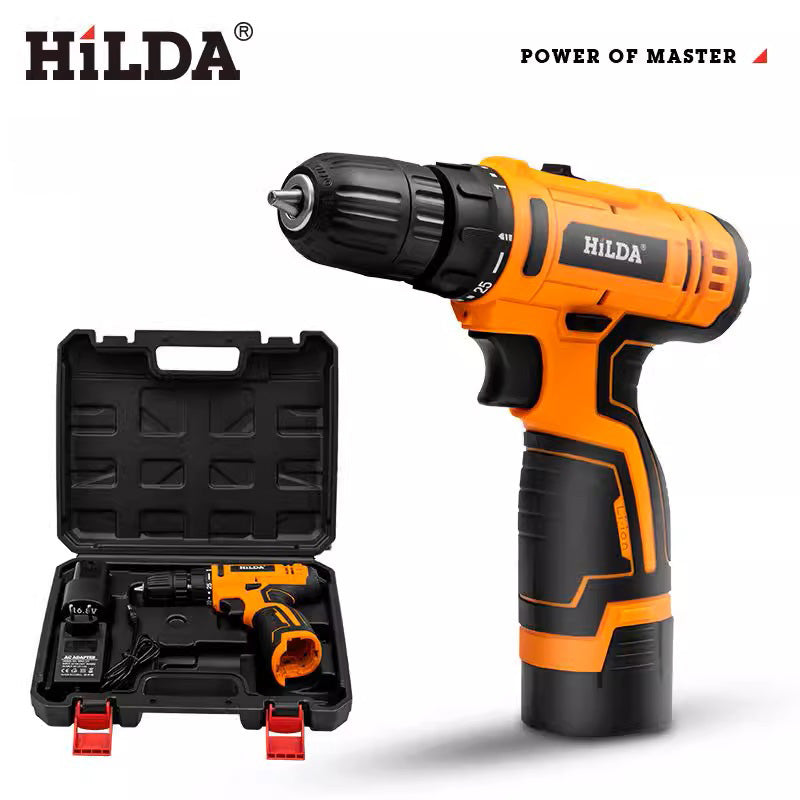 HILDA 12V 16.8V 21V Cordless Drill Electric Screwdriver Mini Wireless Power Driver DC Lithium-Ion Battery Power Tools