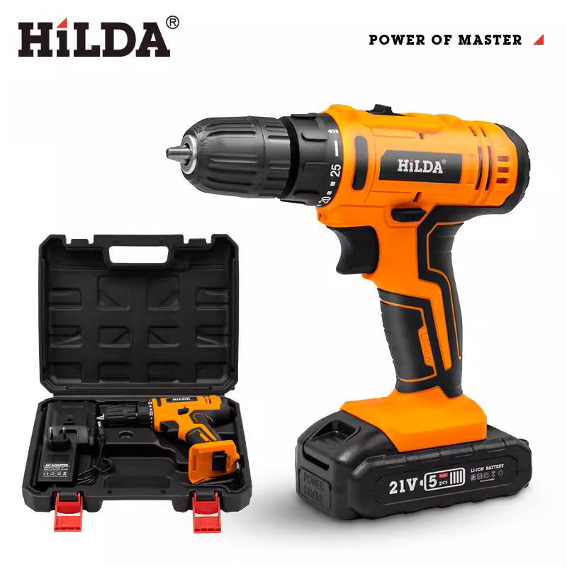 HILDA 12V 16.8V 21V Cordless Drill Electric Screwdriver Mini Wireless Power Driver DC Lithium-Ion Battery Power Tools