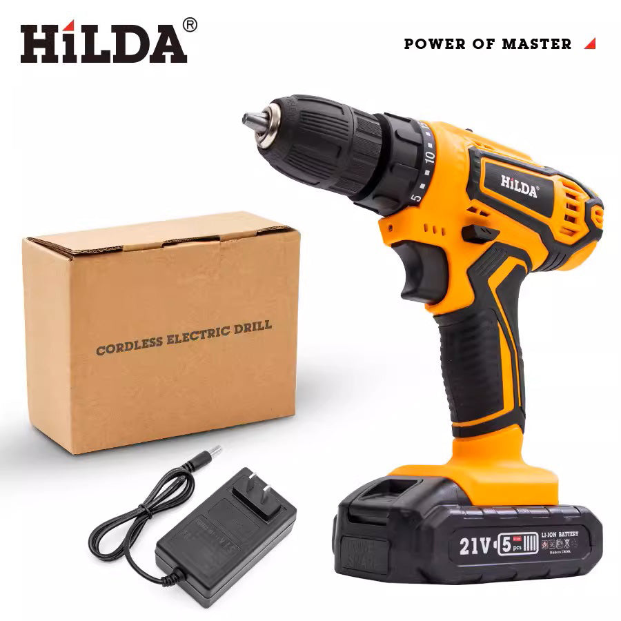 HILDA 12V 16.8V 21V Cordless Drill Electric Screwdriver Mini Wireless Power Driver DC Lithium-Ion Battery Power Tools