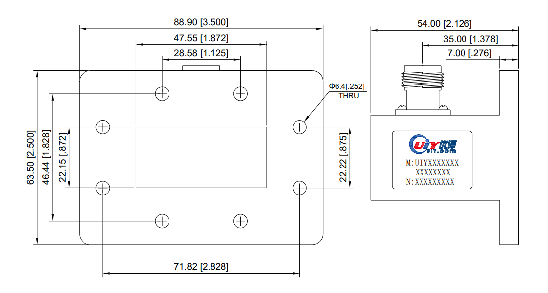 WR187 (BJ48) - Waveguide to Coaxial Adapter