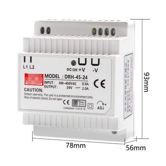 Din Rail Power Supply 300-450VAC to 5V / 12V / 24V, Power 30W / 45W / 60W